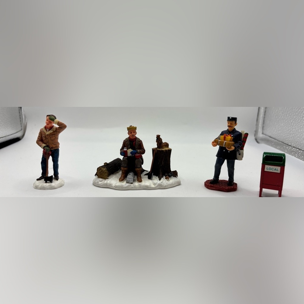 Lemax Christmas Village Figurines Lot Woodcutter Mailman Lumberjack Scene